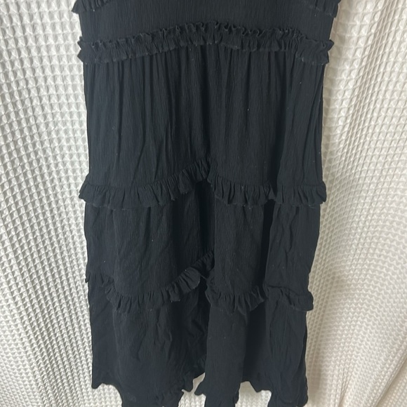 Pinch Gauzy Deep V Neck Black Tiered Short Sleeve Maxi Dress Medium - Picture 8 of 15